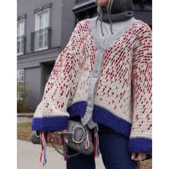 Zara Fringed Knit Wool Blend Cardigan - Picture 4 of 10